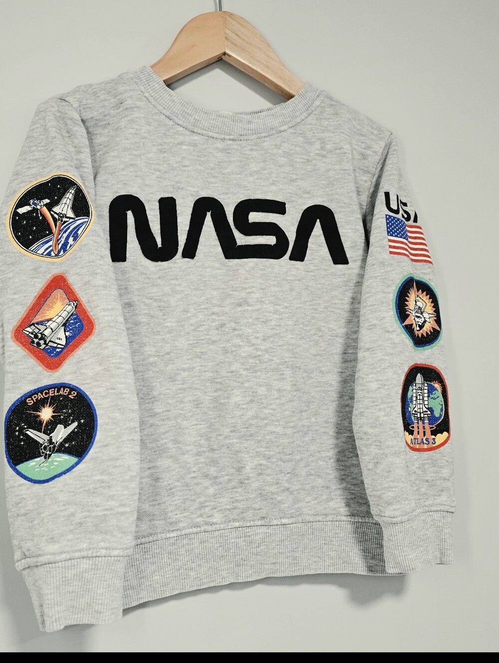 NASA Grey Patch-Sleeve Kids Sweatshirt Vintage Inspired 5T - Picture 3 of 14